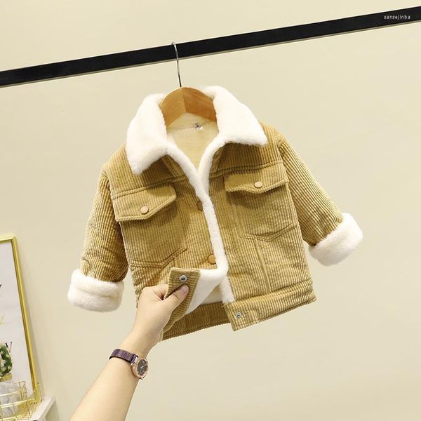 Casaco de inverno para bebês, jaqueta de inverno para meninos e meninas, roupas infantis para meninas, casacos de veludo, jaquetas de pele falsa, roupa de neve