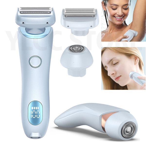 Depilador elétrico navalhas para mulheres 2 em 1 bikini trimmer face barbeadores depilação axilas pernas senhoras corpo ipx7 à prova d' água 230831