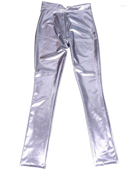 Calças femininas cintura baixa brilhante falso couro do plutônio lápis cordão bandagem collants sexy leggings collant calças pantalon spodnie clubwear