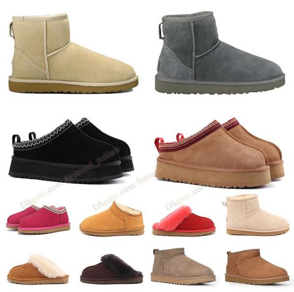 Stivali platform tasman wgg boot per donna stivale Pantofole Pelliccia di castagna Ciabatte pelose Shearling Donna Ultra Mini bianche Scarpe slip-on in pelle scamosciata Winter wggs slide uggit