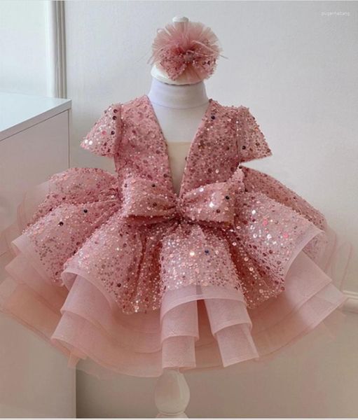 Mädchen Kleider Kurze Ärmel Blume Für Hochzeit Pageant Mädchen Lange Kinder Ballkleider Vestido De Tüll