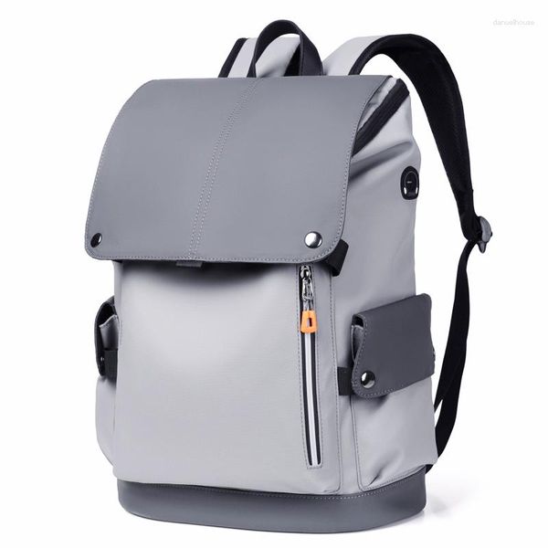 Sacos escolares 2023 mochila masculina multifuncional saco de negócios laptop casual pu à prova d'água fone de ouvido para mem