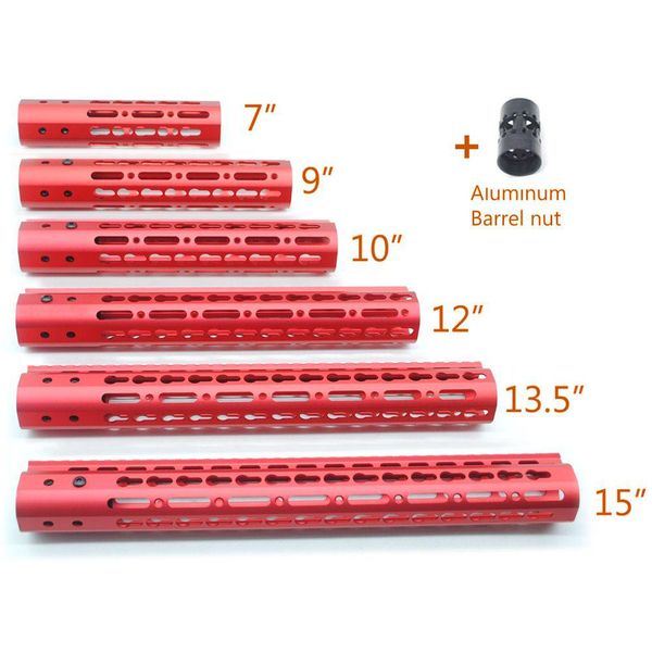 Другие тактические аксессуары красные анодированы 7 9 10 12 13,5 15 -дюймовые NSR Keymod Handguard Rail Плавучий пикатинни -крепление системы алюминиевая бар Dhwvn