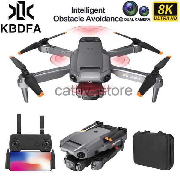 Simulatori KBDFA P8 Drone 8K con ESC HD Doppia fotocamera 4K 5G Wifi FPV 360 Evitamento completo degli ostacoli Flusso ottico Hover Pieghevole Quadcopter Giocattoli x0831