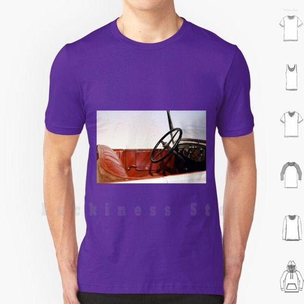 Homens camisetas Interior do carro vintage camisa impressão para homens algodão legal tee retro clássico velho transporte