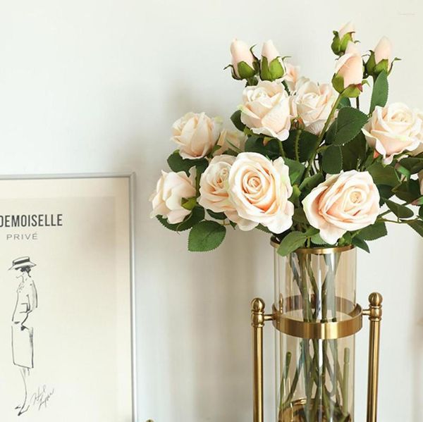 Декоративные цветы фланелевая жемчужная роза искусственная цветочная шелк голова свадьба домашнее украшение DIY настенные шпильки подарочная коробка
