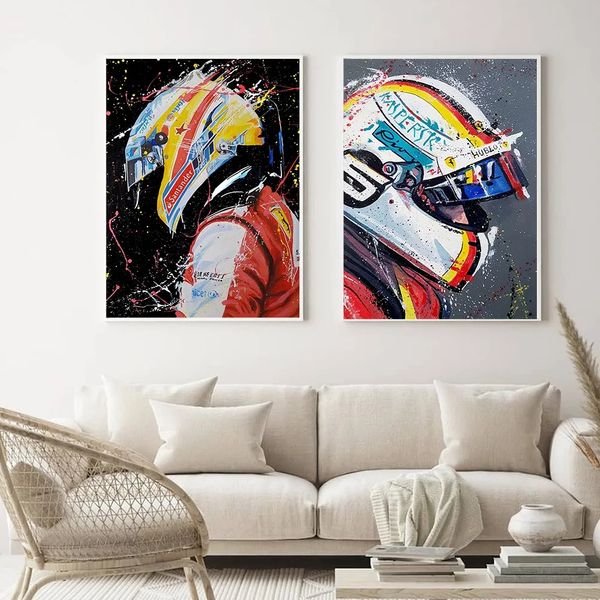 Auto da corsa F1 Poster e stampe Formula 1 Autista di auto Uomo Dipinti su tela Immagine di arte della parete Soggiorno Motorport Camera del ragazzo Decorazioni per la casa Senza cornice Wo6