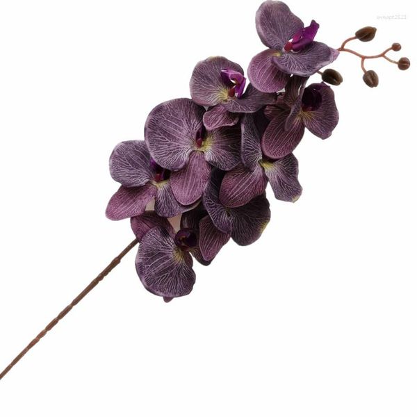 Dekoratif Çiçekler 6 PCS İpek Güve Orkide Çiçek Şubeleri Phalaenopsis Kelebek Düğün için 8 Kafa Yapay