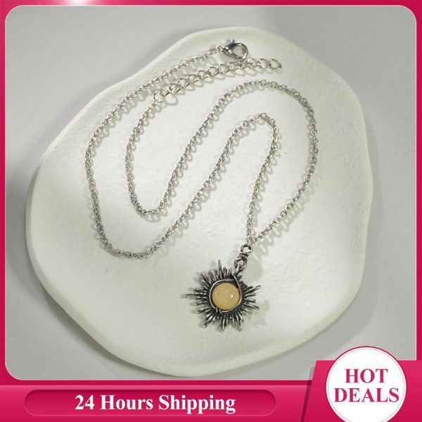 Anhänger Halsketten Böhmische Sonne Mond Choker Halskette Stern Mondstein Schlüsselbein Kette Retro Einfache Boho Party Schmuck Geschenk Männer Paar 230831