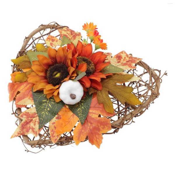 Flores decorativas guirlanda artificial pendurado grinalda porta pingente decorações de outono casamento outono temático madeira dia de ação de graças
