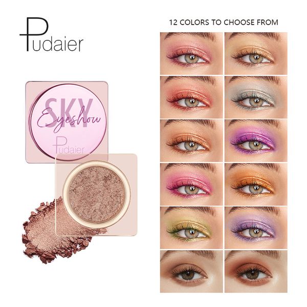 Pudaier monocromático shimmer sombra iluminador diamante glitter colorido paleta de sombra de olho fosco olhos maquiagem beleza cosméticos