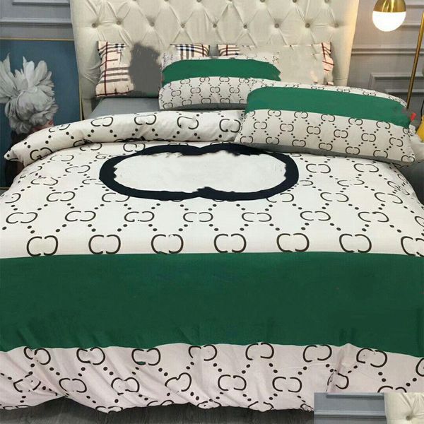 Luxo laranja rei designer conjuntos de cama algodão ouro cavalo impresso rainha tamanho edredão er folha moda fronhas consolador conjunto dro dhiww