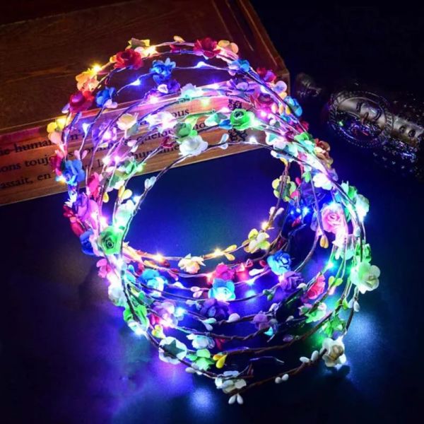 Holiday Holiday Flashing Led Bands Led Cordos Glow Flower Crown Dadandas Fiesta de cumpleaños Light Garland 831