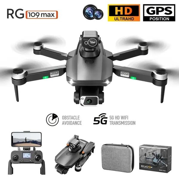 Rg109 max drone hd câmera gps motor sem escova 360 ° evitar obstáculos fluxo óptico posicionamento fotografia aérea quadcopter