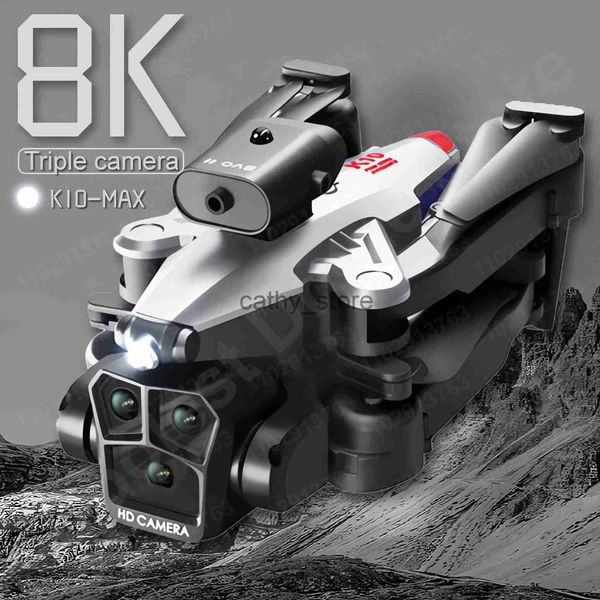 Simuladores Novo K10Max Mini Drone 4K Professinal Três Câmera Grande Angular Fluxo Óptico Localização Quatro Vias Evitar Obstáculo RC Quadcopter X0831