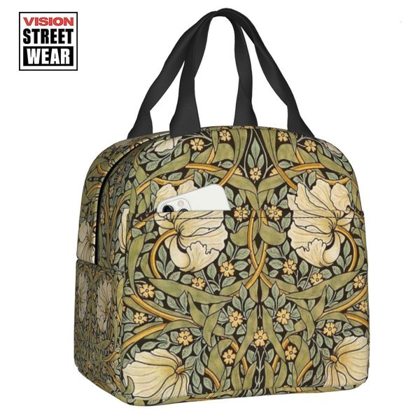 EisbeutelIsothermische Taschen William Morris Pimpernel Isolierte Lunchtasche für Campingreisen Blumentextilmuster Thermokühlbox Kinder 230830