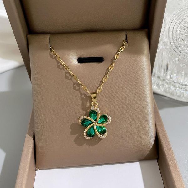 Collane con ciondolo Collana di fiori con zirconi di moda per donne Ragazza elegante uccello cristallo rame girocollo catena gioielli regalo di festa di nozze