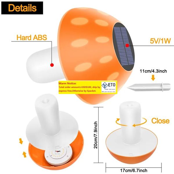 Luzes de cogumelo movidas a energia solar ao ar livre paisagem lâmpada led decoração para pátio quintal decoração iluminação ll