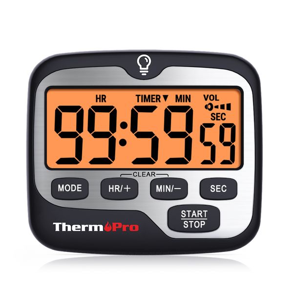 Temporizadores de cozinha ThermoPro TM01 Digital Cooking Kitchen Timer com grande display de luz de fundo Contagem regressiva e função de relógio 230831