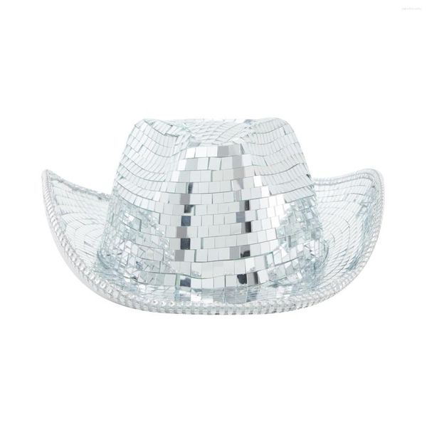 Berets Disco Ball Cowboy Hat Sequin Sciesling Cowgirl Cap Costume для свадебного косплея