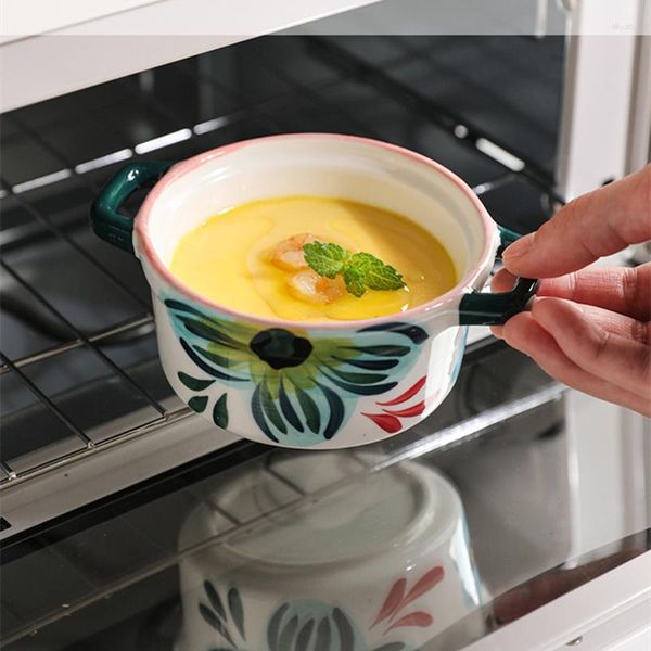 Миски нишевая керамическая тушеное чашка с крышкой домашний суп.