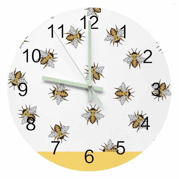 Настенные часы пчела насекомые желтые светящиеся часы часы дома домашние интерьер украшения круглое молча