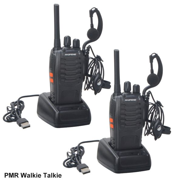 Walkie Talkie 2PCSPACK BAOFENG BF88E PMR 16CHANNELS 446006254619375MHz Lisans Ücretsiz Radyo USB şarj cihazı ve kulaklık ile 230830