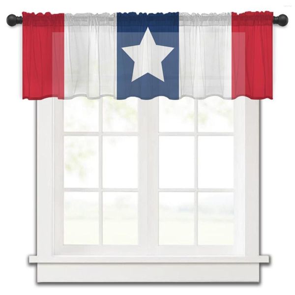 Cortina bandeira dia listras estrela tule cozinha pequena janela valance sheer curto quarto sala de estar decoração casa voile cortinas