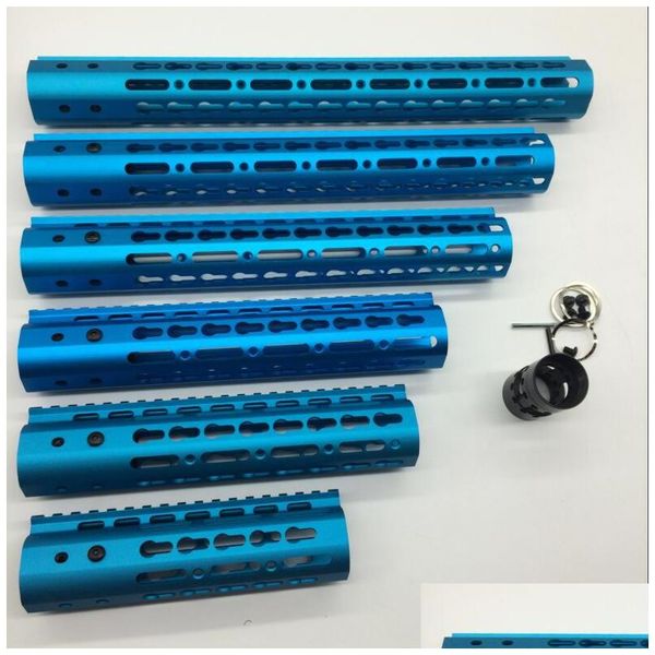 Andere taktisches Zubehör 79101215 Zoll Tra Light Slim eloxiertes blaues Keymod Floating Hand Guard Fore Rail Mount System mit Stahlba Dhwgf