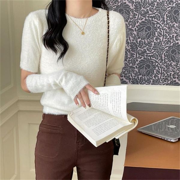 Frauenpullover PLAMTEE Chic Jumper Frauen mit Handschuhen Gestrickte Büro Dame Streetwear Lose 2023 Elegante Herbst Alle Spiel Normcore