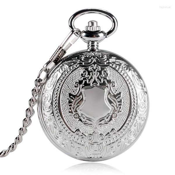 Relógios de bolso 10 pçs/lote retro prata escudo mecânico mão vento relógio antigo masculino feminino presente atacado