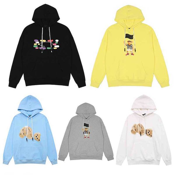 2023 Hoodie Brown Bear Erkek Kadın Tasarımcıları Hoodies Giyim Sarı Mor Mavi Beyaz Siyah Gri Kırmızı Uzun Kollu Kazak Palmiye Giysileri Kapşonlu Sweatshirt WCGA