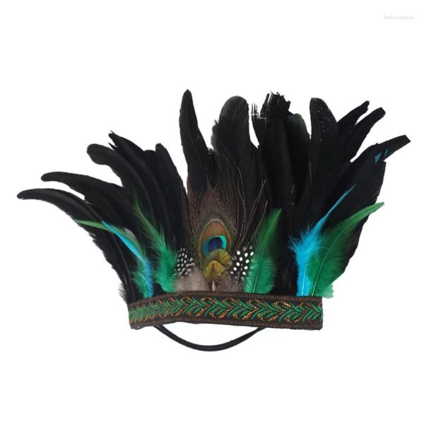 Grampos de cabelo temperamento bandana menina pavões pena atraente hairband para carnavais