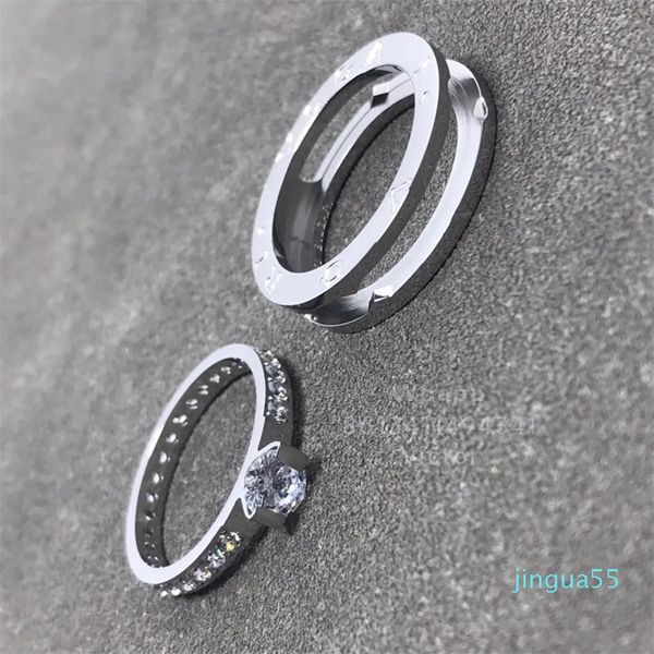 Zwei-Band-Designer-Ring für Damen, Diamant-Paar für Herren, vergoldet, 18 Karat, höchster Zähler, klassischer Modestil
