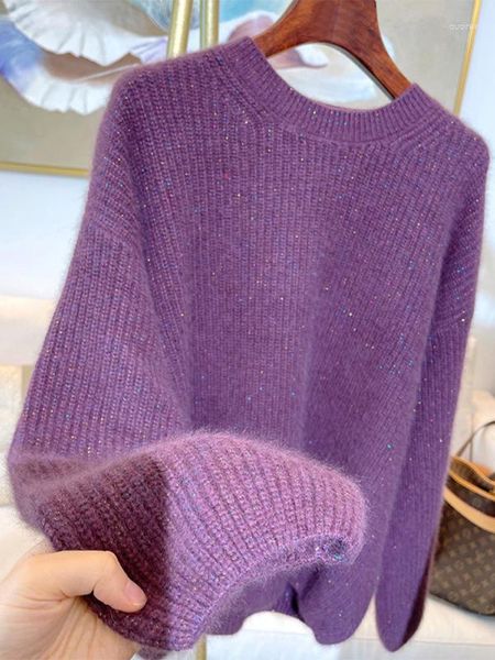 Maglioni da donna Maglione lavorato a maglia viola Top Pullover stile coreano Moda Top 2023 Donna Blusas Tricot Feminina Inverno