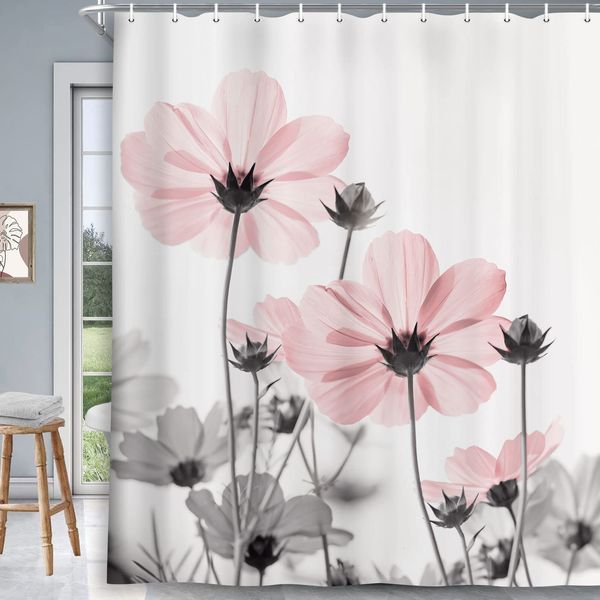 Cortinas de chuveiro pintura de tinta decoração de flores cortina de banheiro elegante margarida cortina de chuveiro poliéster à prova d'água decoração cortina ganchos 230831