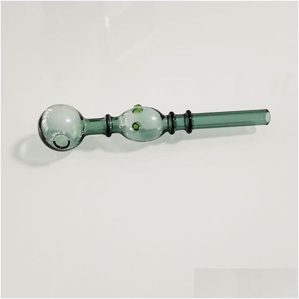 Tubi per fumatori Bruciatore a olio in vetro Pyrex spesso Lago fresco Tubo per tabacco verde per gorgogliatore Artigianato Glasre Tubo per sigarette alle erbe Dot Nail Burn Dhjh0