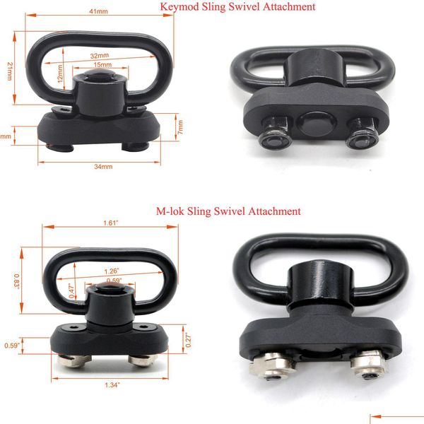 Outros Acessórios Táticos Preto 1.25 Botão Qd Sling Swivel Mount Kit com Keymod / M-Lok Rail Attachment para Handguard Drop De Dhnqe