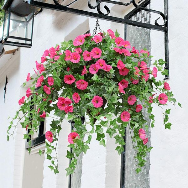 Fiori decorativi Fiore artificiale Rattan Appeso a parete Piante in plastica Vite Falso Accessori per decorazioni da giardino per la casa Ghirlanda nuziale