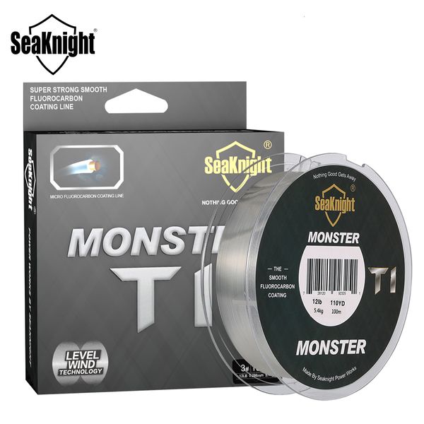 Geflechtschnur SeaKnight Marke MONSTER T1-Serie Fluorkohlenstoff-Beschichtung Angelschnur 100 m Monofilament-Angelschnur Vorfach Sinkschnur 230830