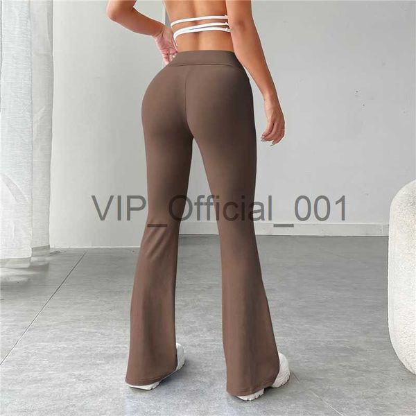 Flare Leggings Yoga Calças Mulheres Cintura Alta Perna Larga Calças Mulheres Ginásio Esportes Preto Calça Flared Plus Size Calças de Dança 2023 Novo X0831