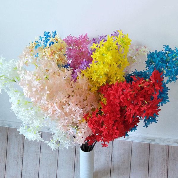 Flores decorativas cruz artificial flor de cerejeira buquê lilás casa deocor ornamento para festa de casamento chá de bebê decoração diy