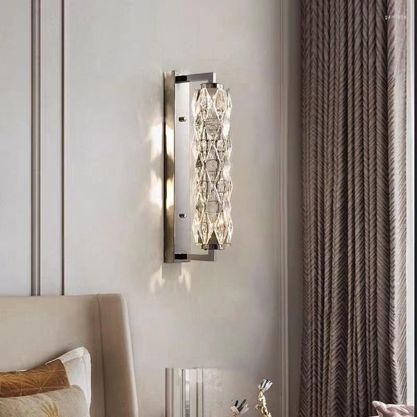 Lampada da parete moderna cromata a LED in cristallo con 3 dimmerazioni variabili per salotto, sala da pranzo, camera da letto, scale, corridoio, illuminazione