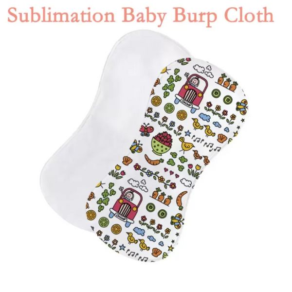 Sublimazione Burp Panno Vuoto Letto Poliestere Neonato Asciugamano Trasferimento di calore Stampa Burping Vestiti Vuoti per bambini Asciugamani in cotone fai da te bb0301