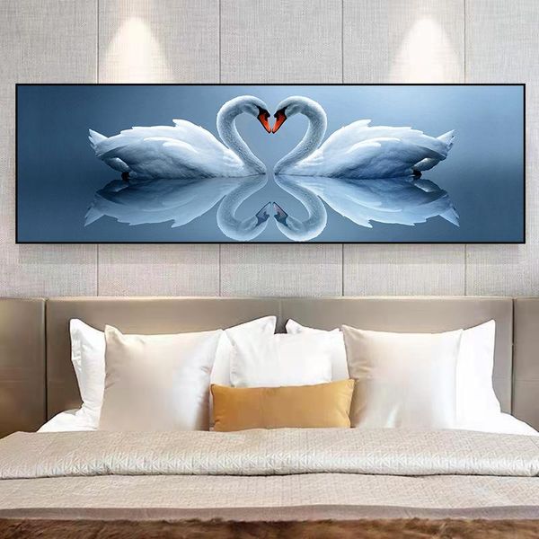 Acessórios para decoração de parede Acessórios para decoração de cisne de pintura autoadesiva do quarto de cama de cama de cama moderna minimalista