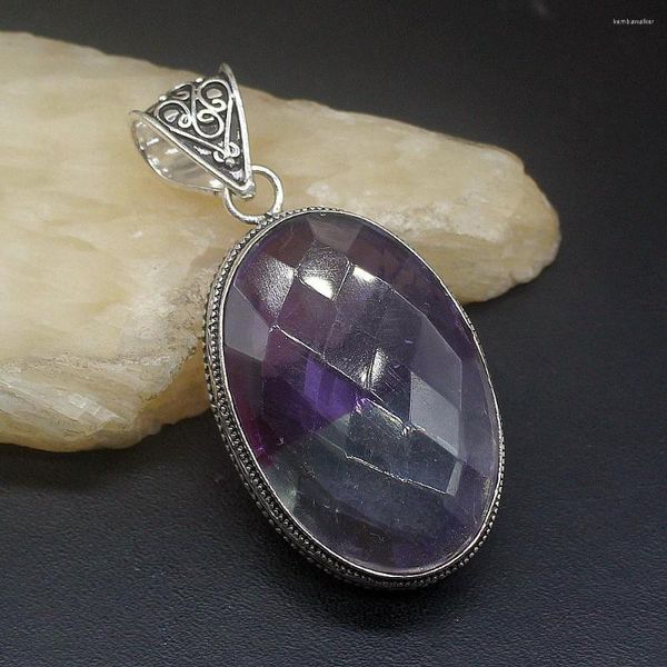 Anhänger Halsketten Hermosa Schmuck Elegante Solitaire Dichroic Glas Silber Farbe Charm Halskette Für Frauen Geschenke 20234781