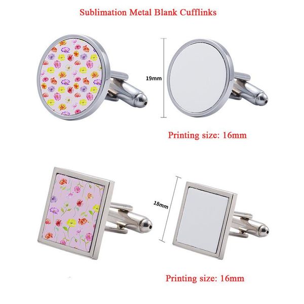 Accessori pendenti per gemelli fai-da-te stampabili quadrati rotondi in metallo sublimatico in bianco per bomboniere all'ingrosso