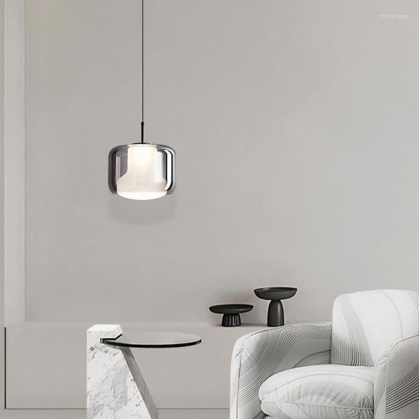 Lampadari Camera da letto minimalista italiana Lampadario da comodino regolabile Designer moderno nordico Ristorante in vetro tutto rame creativo