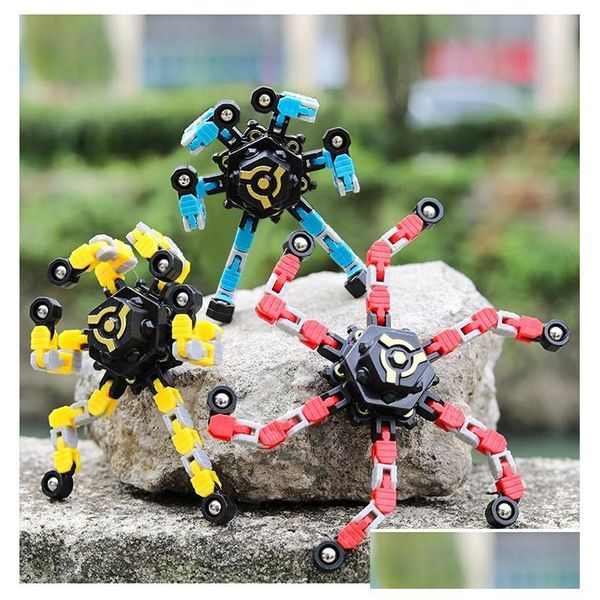 Giocattolo di decompressione Per bambini Punta delle dita Giocattoli giroscopici meccanici Ragazzo e ragazza Bicicletta Mecha Catena Robot Deformazione Rotazione Dito Puzzle Dhip7