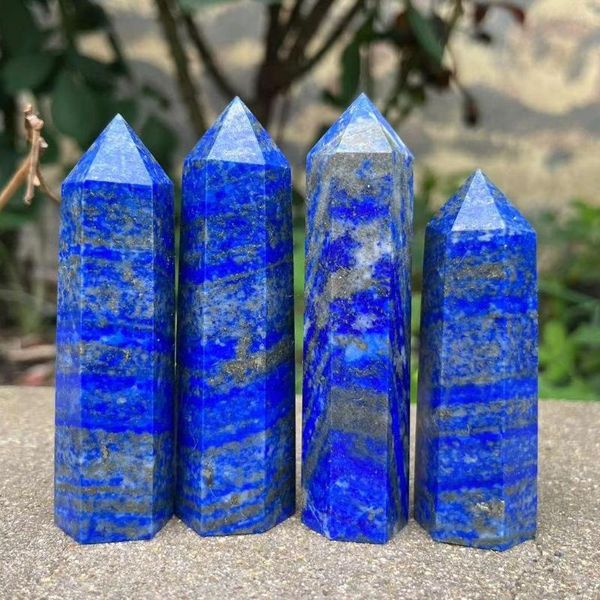 Estatuetas decorativas 70-90mm Cristal natural Lapis Lazuli Stone Tower Blue Gem Raro para Decoração de Casa Cura Ore